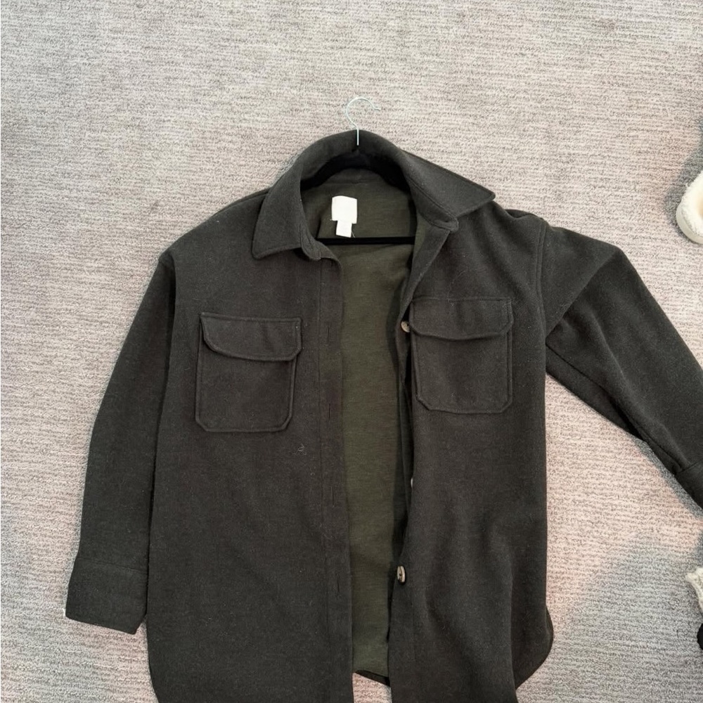Green button up jacket